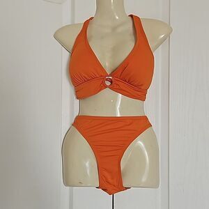 Michael Kors 2-Piece Bikini Top & Bikini Mid-Rise Bikini Bottom Small Orange
